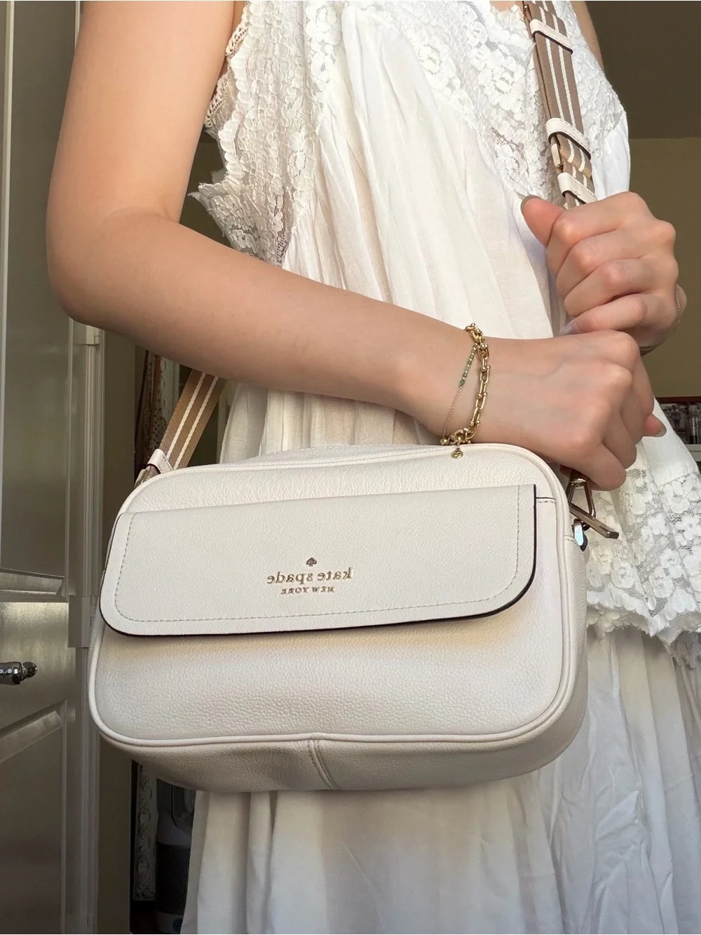 Kate Spade Cream Leather Crossbody Bag